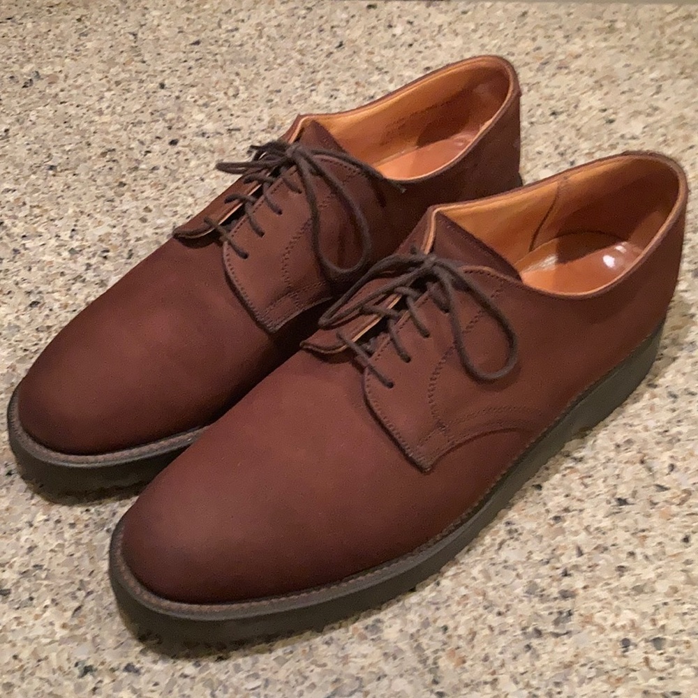 Men’s 9.5 Barrie Ltd Nubuck Round Toe Derby With George Cox Soles